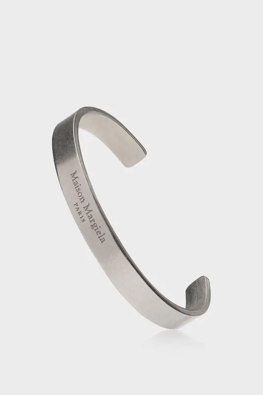 Maison Margiela Logo Wide Cuff Bracelet Polished palladio online