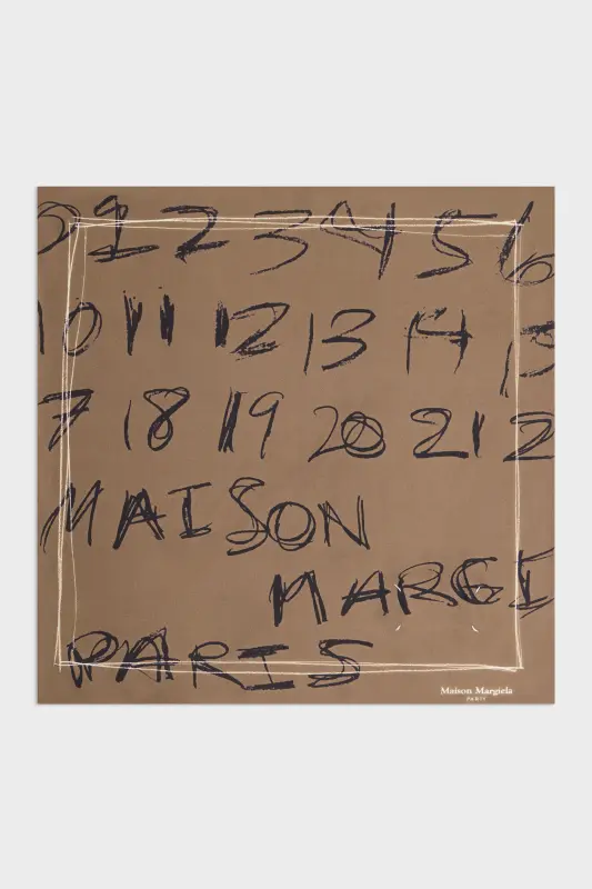 Maison Margiela Scribbled Numerical silk foulard Brown online
