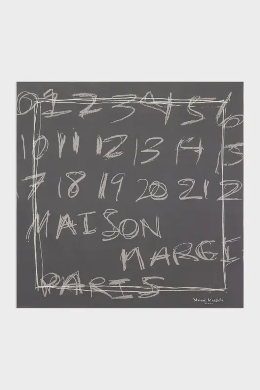 Maison Margiela Scribbled Numerical silk foulard Dark grey online