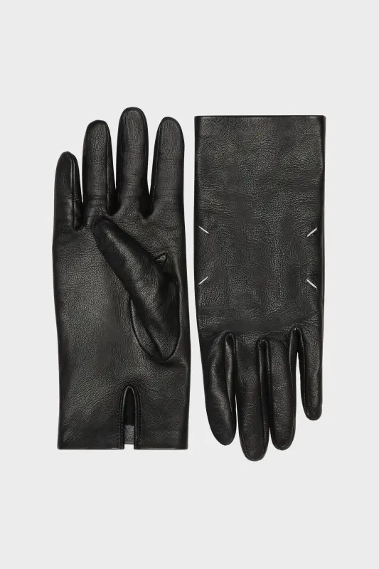 Maison Margiela Womens Black Leather Gloves Black online
