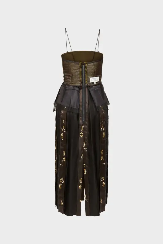 Maison Margiela Décortiqué silk dress Olive and anthracite online