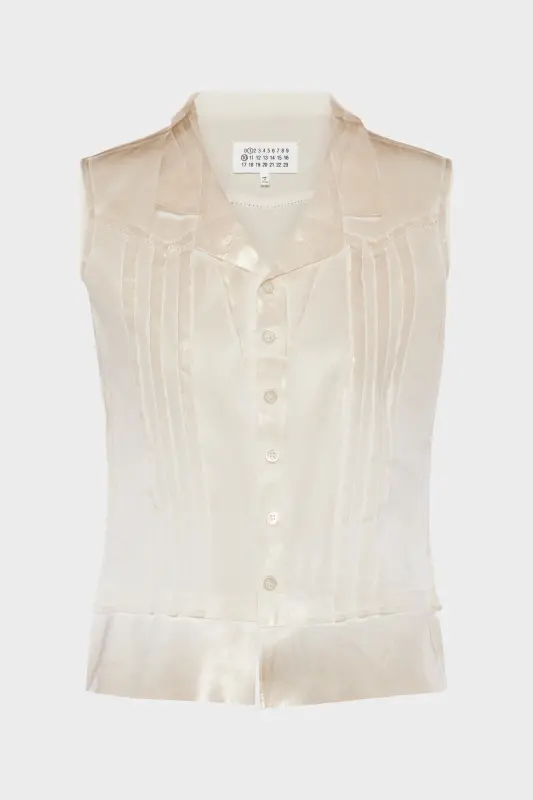Maison Margiela Foil-treated sleeveless shirt White online