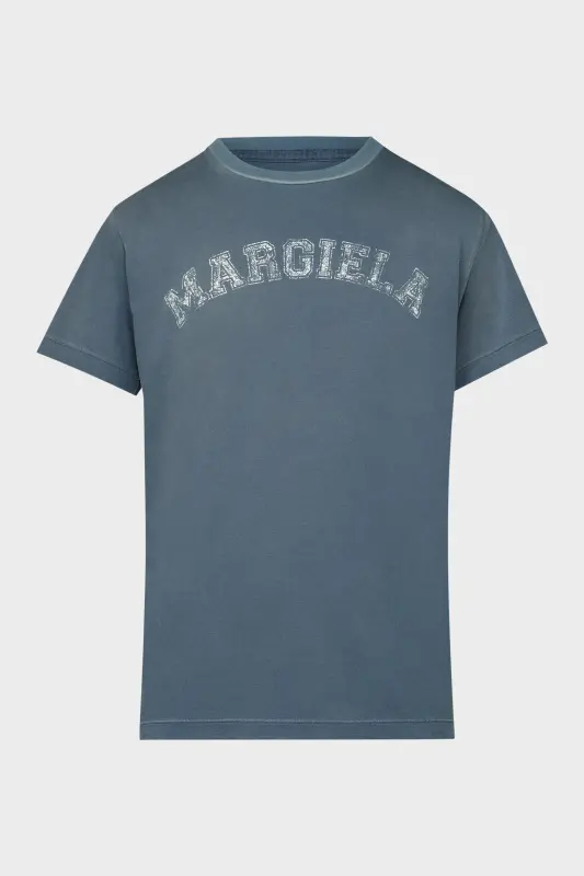 Maison Margiela Womens Cotton T-Shirt with Logo Blue online
