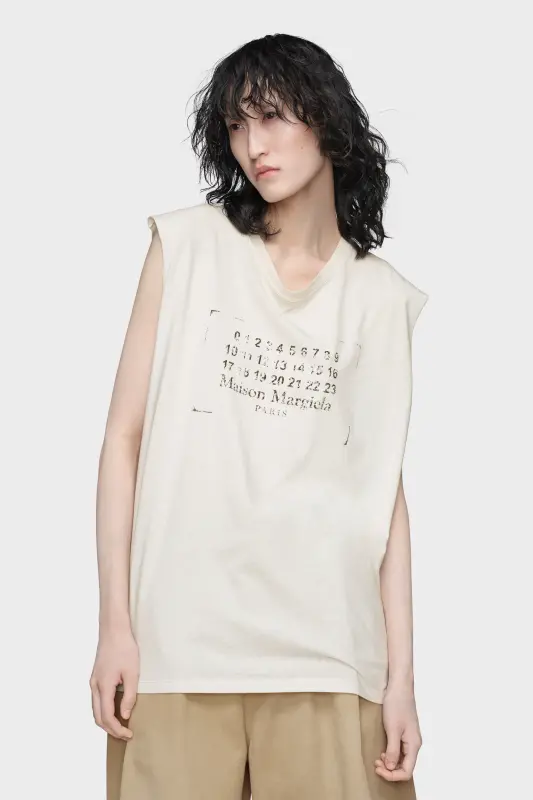 Maison Margiela Womens Yellow Cotton Sleeveless Top Cream online