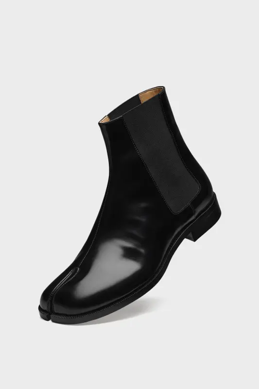 Maison Margiela Mens Black Leather Tabi Chelsea Boots Black online