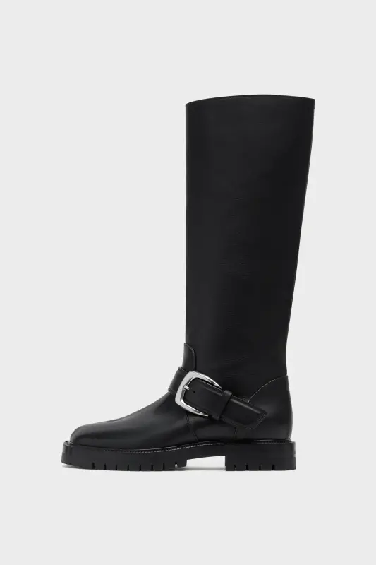 Maison Margiela Mens Black Leather Tabi County Knee Boots Black online