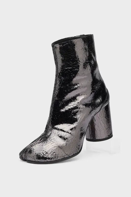 Maison Margiela Tabi Mirror Boots Silver with Block Heel Dark grey online