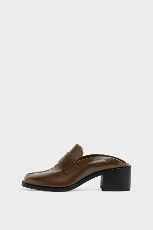 Maison Margiela Womens Brown Leather Tabi City Loafer Mule Wood online